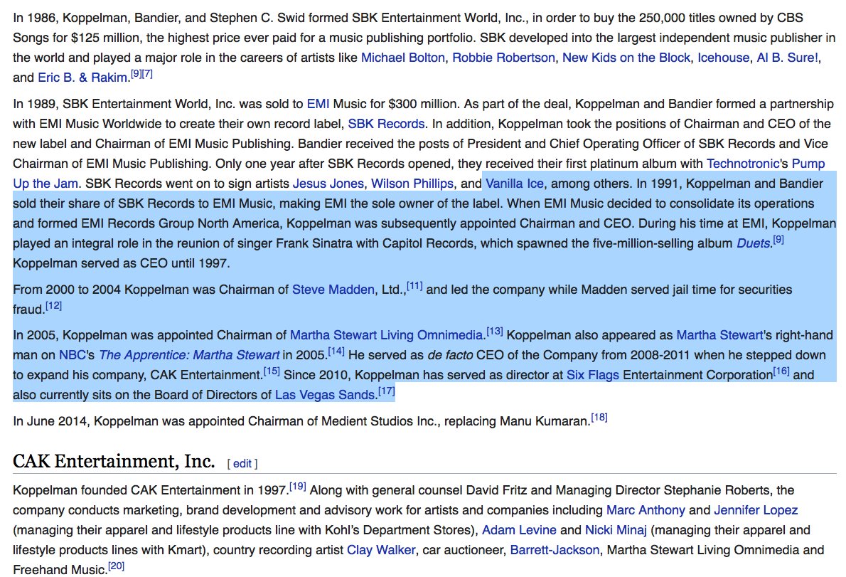 There's a bit of an eau de MOB here if i do say so myself.  https://en.wikipedia.org/wiki/Charles_Koppelman