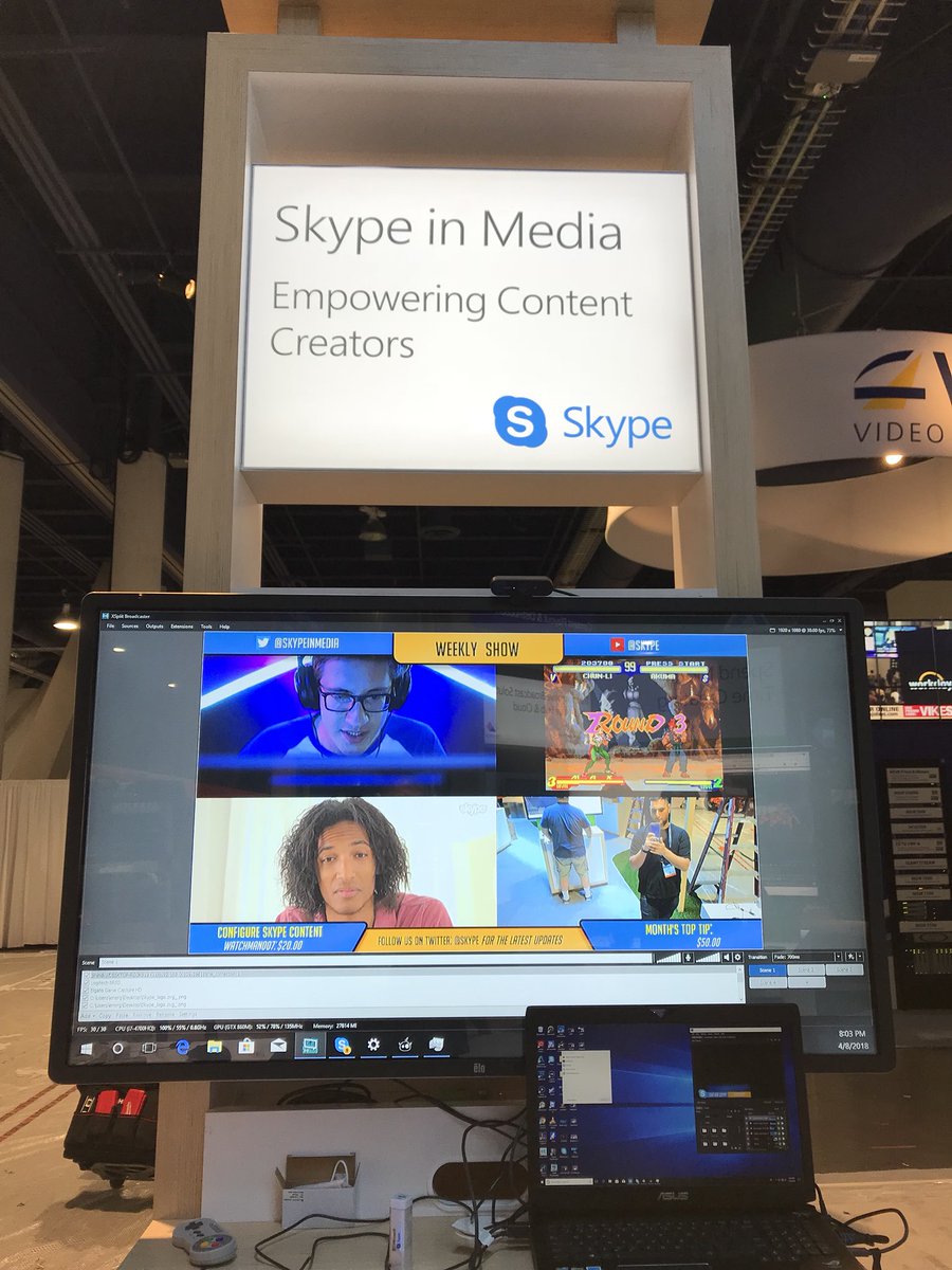 skypeinmedia's tweet photo. Just under a day left before #NAB2018 opens, our demo of Skype for Content Creators is up and running come see us booth number: SL6716 https://t.co/tzWKSCF6Ko