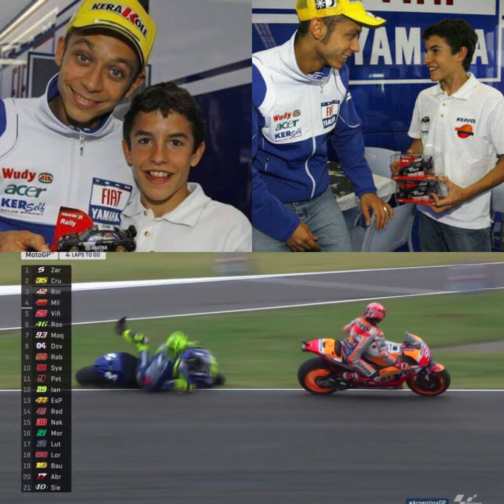 babyhary's tweet photo. @MotoGP @ValeYellow46 @marcmarquez93 #norespect #irresponsibledriving @marcmarquez93 https://t.co/SRK2Sdmjsw
