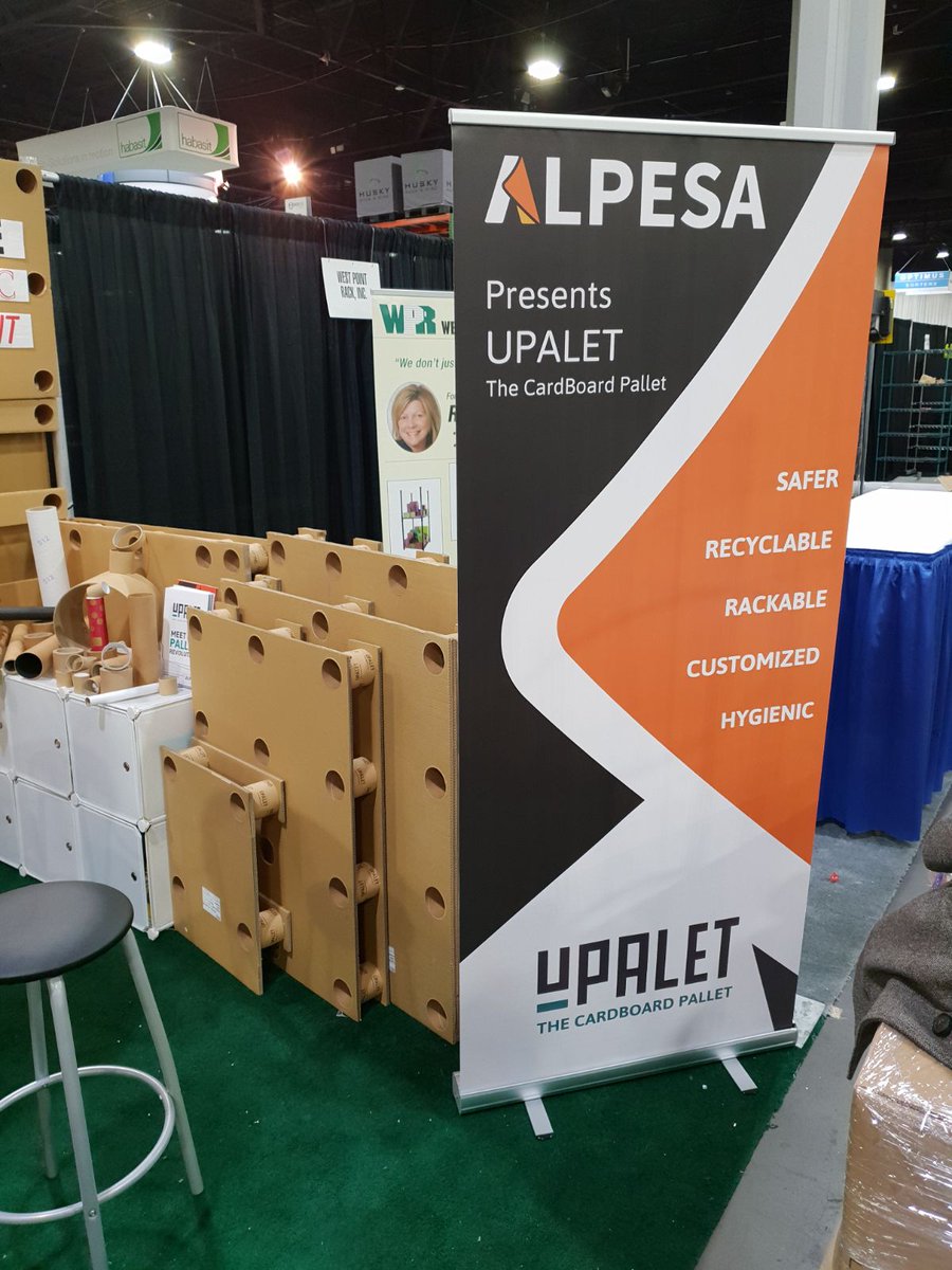 alpesa_ES's tweet photo. Our booth B1361, with the latest news of #Úpalet, the Alpesa´s pallet made of 100% recycled cardboard, and the #boxpalet, is ready #MODEXshow @poweredbymhi 2018. And our team is also ready to show this news products to the north american market. https://t.co/wbcsq4dOqH