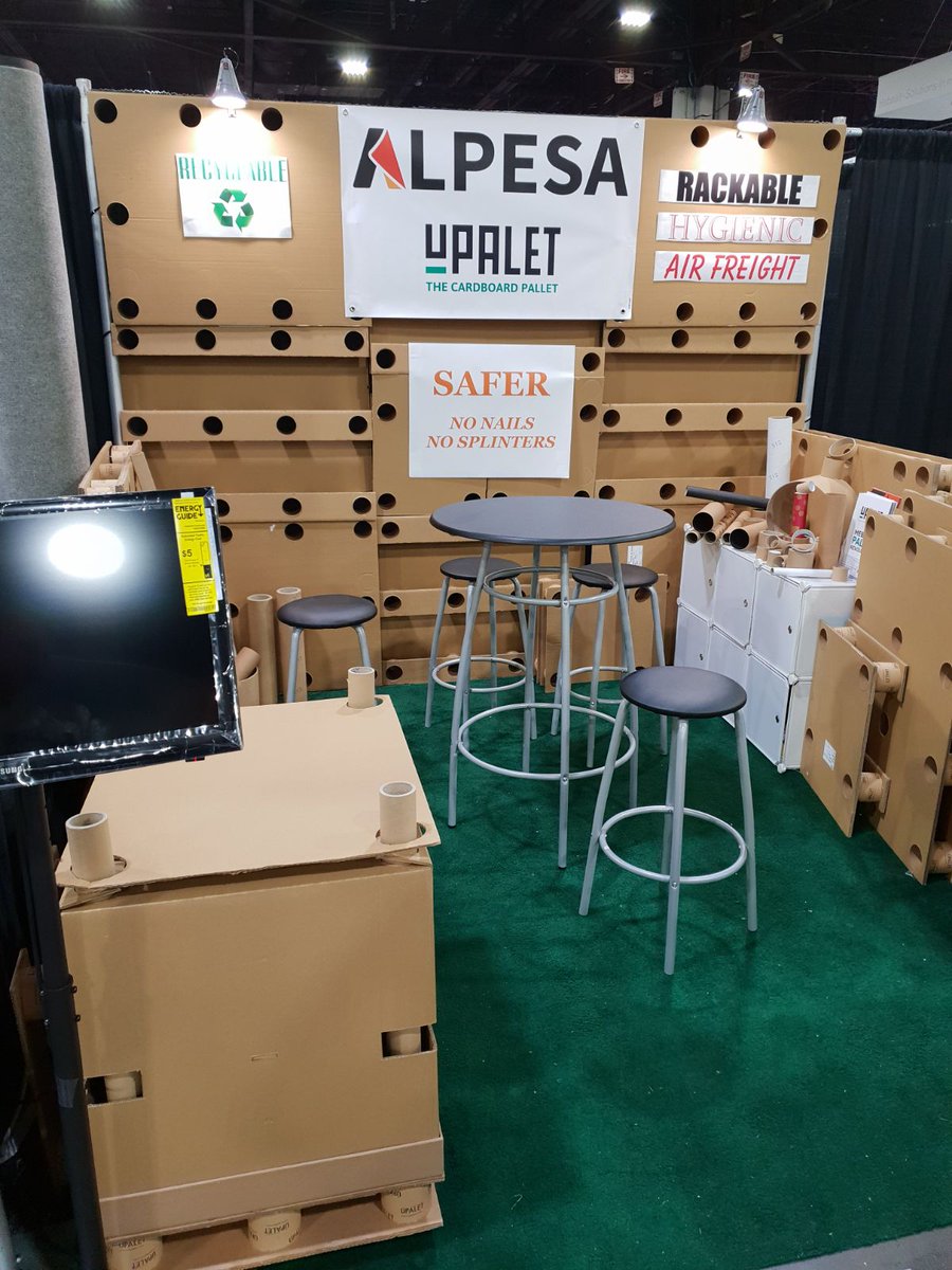 alpesa_ES's tweet photo. Our booth B1361, with the latest news of #Úpalet, the Alpesa´s pallet made of 100% recycled cardboard, and the #boxpalet, is ready #MODEXshow @poweredbymhi 2018. And our team is also ready to show this news products to the north american market. https://t.co/wbcsq4dOqH