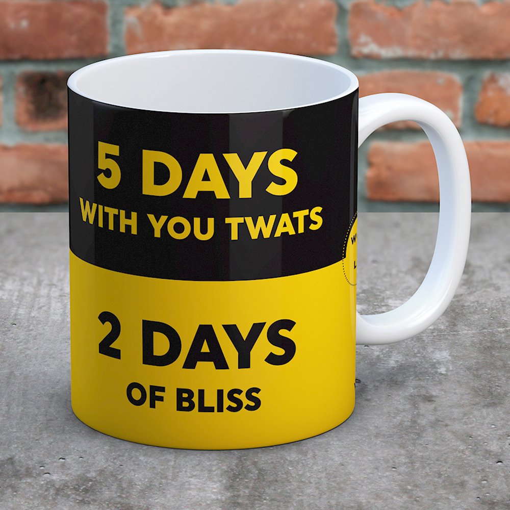 Hope you all enjoyed your two days of bliss....#funnymug #funnygifts #workgifts #workmug