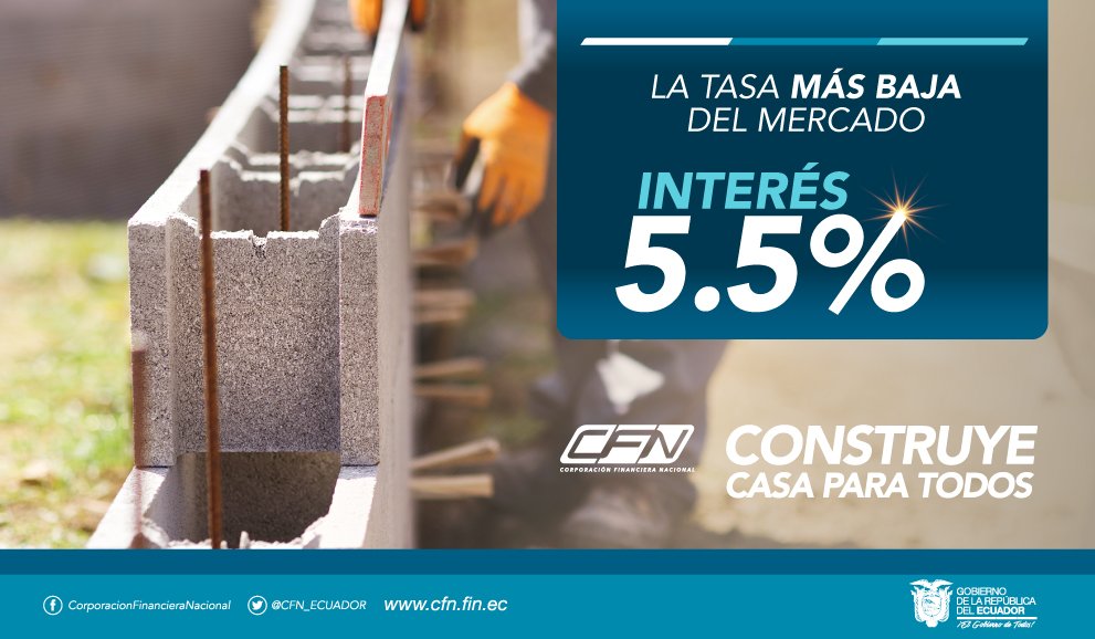 CFN_ECUADOR's tweet photo. #CFNConstruye | Los constructores y promotores inmobiliarios que se unan al programa #CasaParaTodos, impulsado por el Gobierno Nacional, recibirán múltiples beneficios a través de nuestro producto “CFN Construye  - Casa para Todos”. Más detalles en: https://t.co/ZejjodG3ss https://t.co/xW4PypNPk5