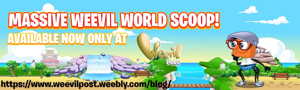 WeevilPost's tweet photo. Have you heard about the latest WEEVIL WORLD SCOOP?! Read all about the latest exclusive news here... https://t.co/pIbjyFe7LO Remember to #RT and share with all your buddies! https://t.co/lapg0WtRCg