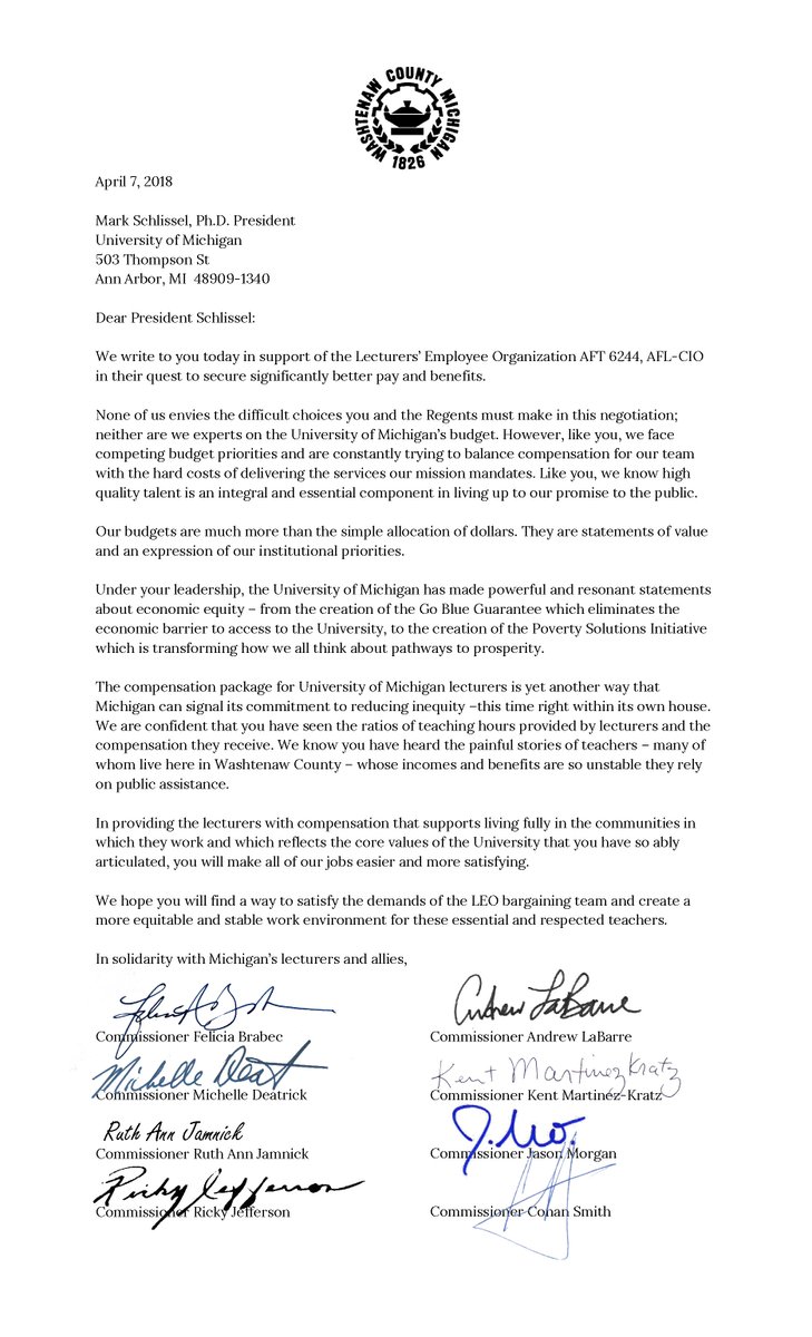 conansmith's tweet photo. "Our budgets are much more than the simple allocation of dollars. They are statements of value and an expression of our institutional priorities." @WashtenawCounty Commissioners stand strong with @LEOUnionUmich  Solidarity!  #RespectTheLecs https://t.co/vPfmCJ9VaL