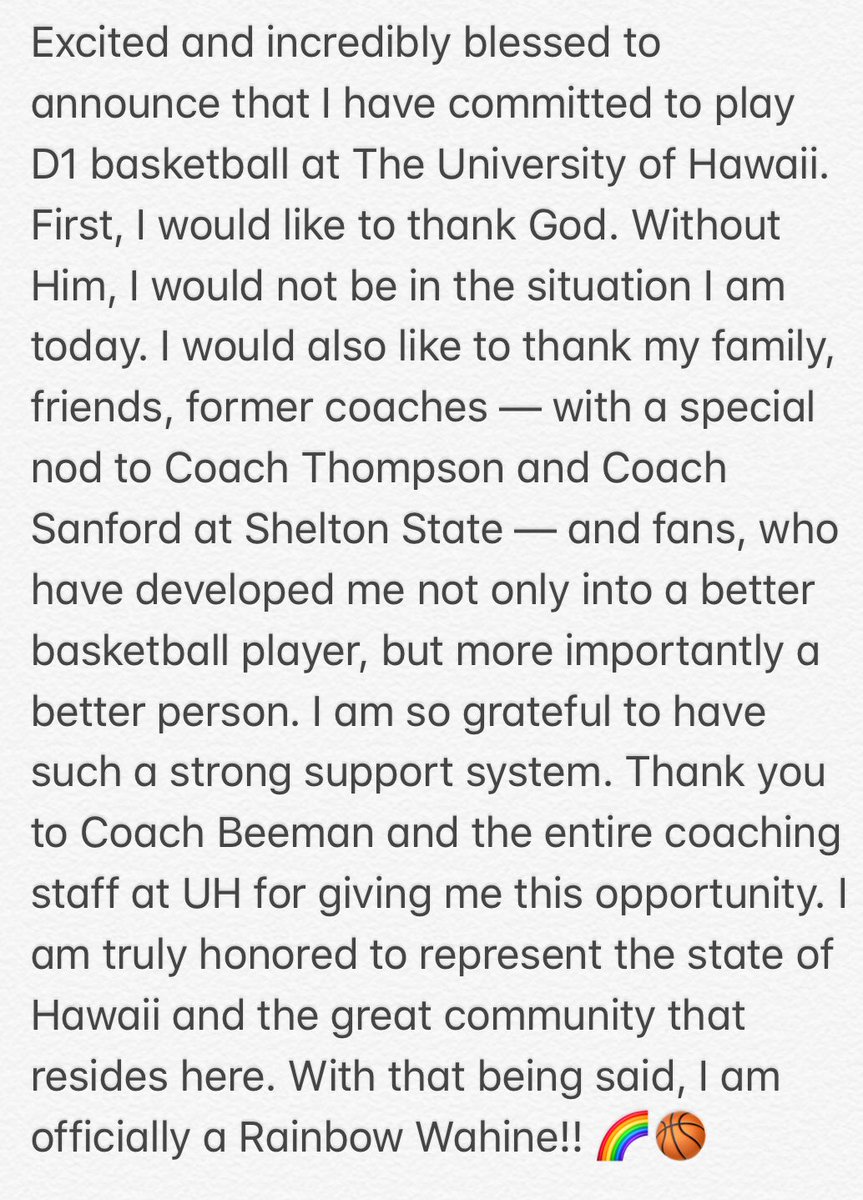 ReierSavannah's tweet photo. Next chapter... 🏀🌈 @WahineBBall #goingthedistance #gobows #ohana https://t.co/XVuTDGkIDW