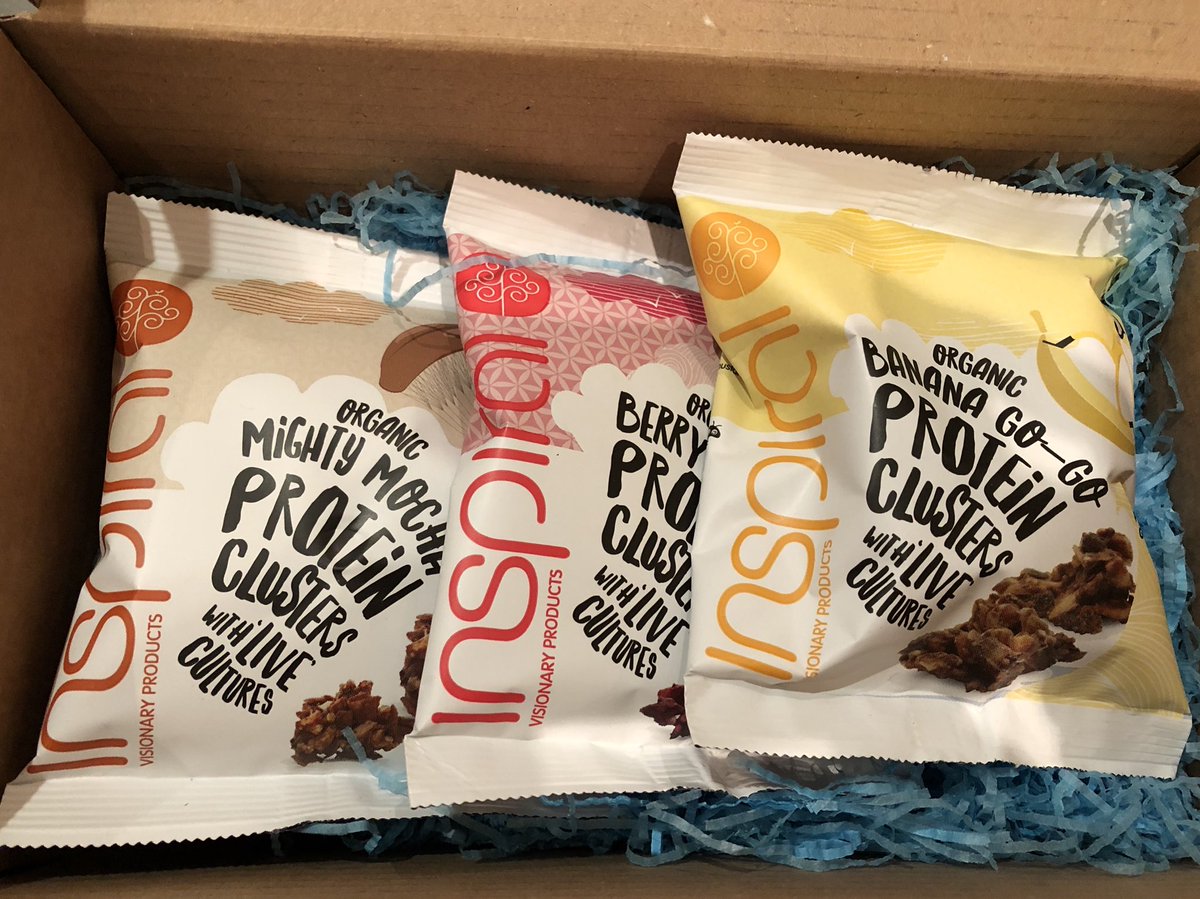 coxange78's tweet photo. I arrived home to an empty fridge, and was thankful that @inspiralled had sent a ‘happy’ food parcel full of yummy organic protein clusters https://t.co/S4kLLHxHdV