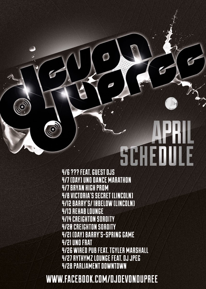 djdevondupree's tweet photo. Kickin off spring #AprilSchedule https://t.co/CFUjmXfoK9