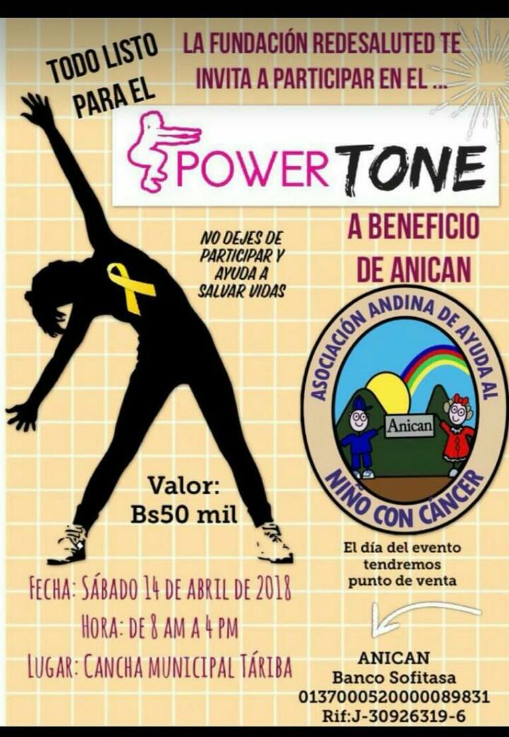 JesusCardenas90's tweet photo. Todo listo para el #PowerTone a beneficio de @ANICAN_TACHIRA este sábado 14 de abril. #TodosAParticipar ayúdanos a difundir este gran evento compartiendo la invitación. https://t.co/ZQzmQ1IJxs