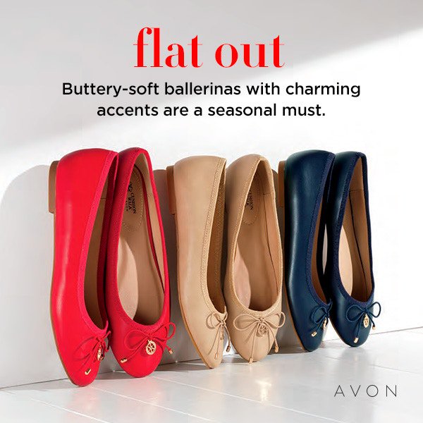 Ballet Flat in Red, Neutral and Navy with Charm Detail  #CushionWalk #Ballerina #Flats #Shoes go.youravon.com/zc9mt