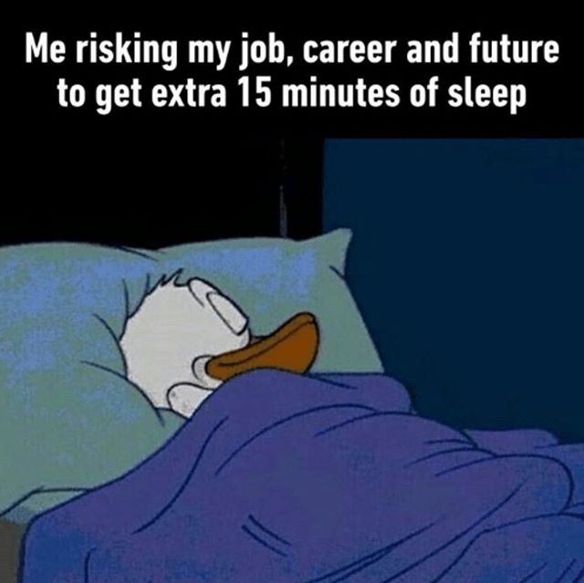 Waking up sucks
#donald #donaldduck #wakingup #5moreminutes #disneymemes #disneymeme #disney