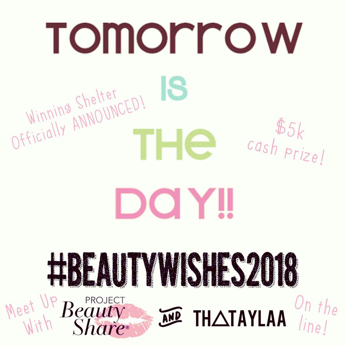 ProjBeautyShare's tweet photo. #BeautyWishes2018 winning shelter announced TOMORROW! Watch for @thataylaa’s #15daysofFoundation wrap-up video for the official announcement! CAN’T WAIT!💗

@Tampax @garnierUSA @ColourPopCo @Maybelline #thebeautyisinthegiving #poweroverperiods #garniergirl #colourpop #maybelline https://t.co/bBLKjfLg45