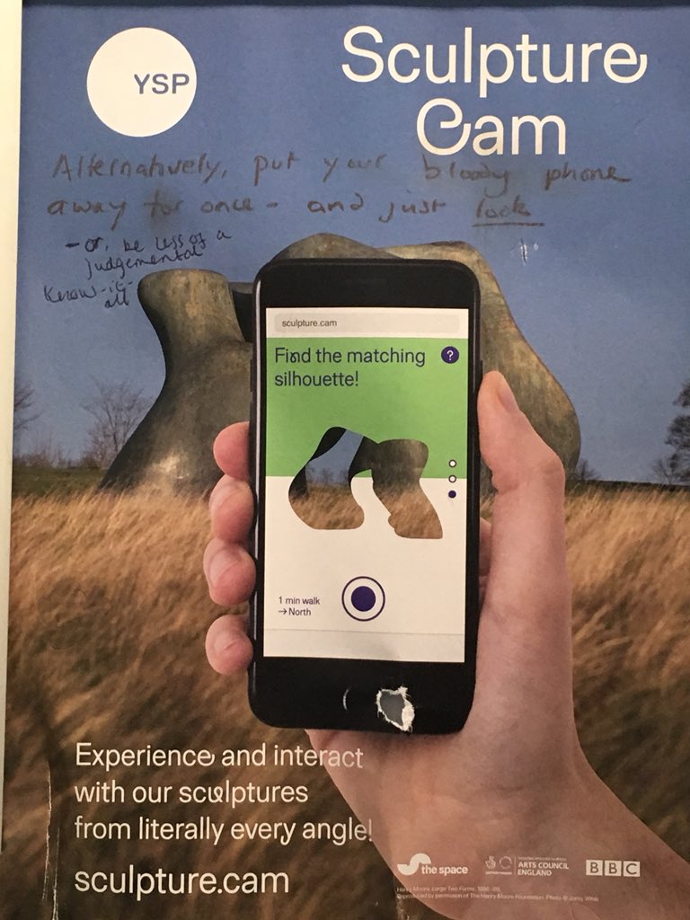 frazzelnut's tweet photo. Controvery on the #LooPoster @YSPsculpture #yorkshiresculpturepark #PutYourPhoneAway #StopJudging #SculptureCam https://t.co/T1v7YqXygd