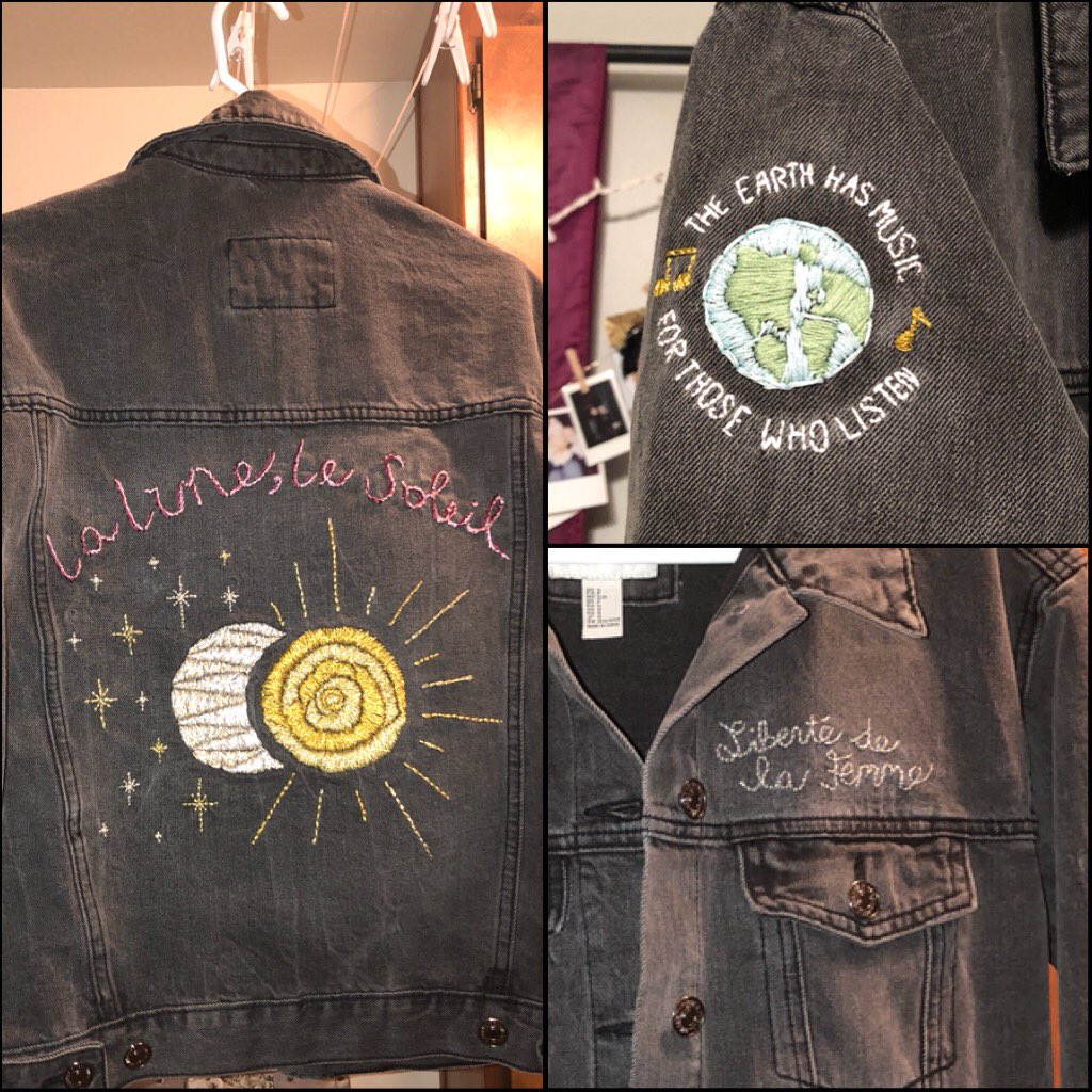 SunshineHayls's tweet photo. Words cannot express the amount of happiness &amp; joy this beautiful human sunshine has given me this weekend. I gave @DominiqueP_C my gift, which was this embroidered jacket I made &amp; she absolutely LOVED it. I will never forget this. Thank you Dom for being the angel that you are🌻 https://t.co/HoyY1iURey