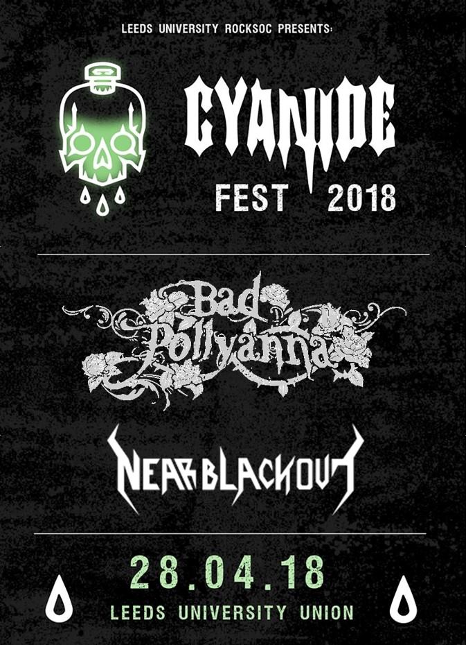 luurocksoc's tweet photo. On the 28th April 2018, we're running our first #CyanideFest ! In aid of the Sophie Lancaster Foundation! Already announced we've got @TheMechanistUK @PulveriseUK @Badpollyanna and @NearBlackout with many more to come! #leeds https://t.co/mPJBfxwpw3