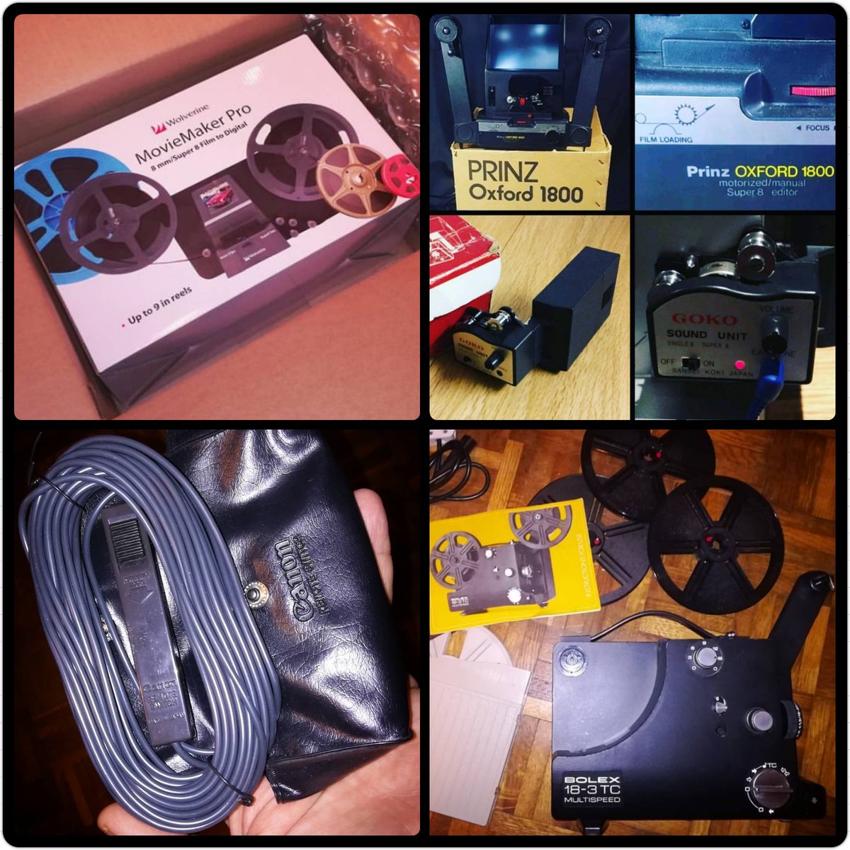 pinkbearclub's tweet photo. So much new Super 8 kit for us to play with! #kodak #kodakfilm #ektachromesuper8 #wolverinepro #wolverinemoviemaker #filmscanning #cableremote #super8projector #super8projection #filmisalive #super8movie #super8moviemaking #moviemaking #prinzoxford1800 #filmeditor #filmediting https://t.co/1UfF74vCHA