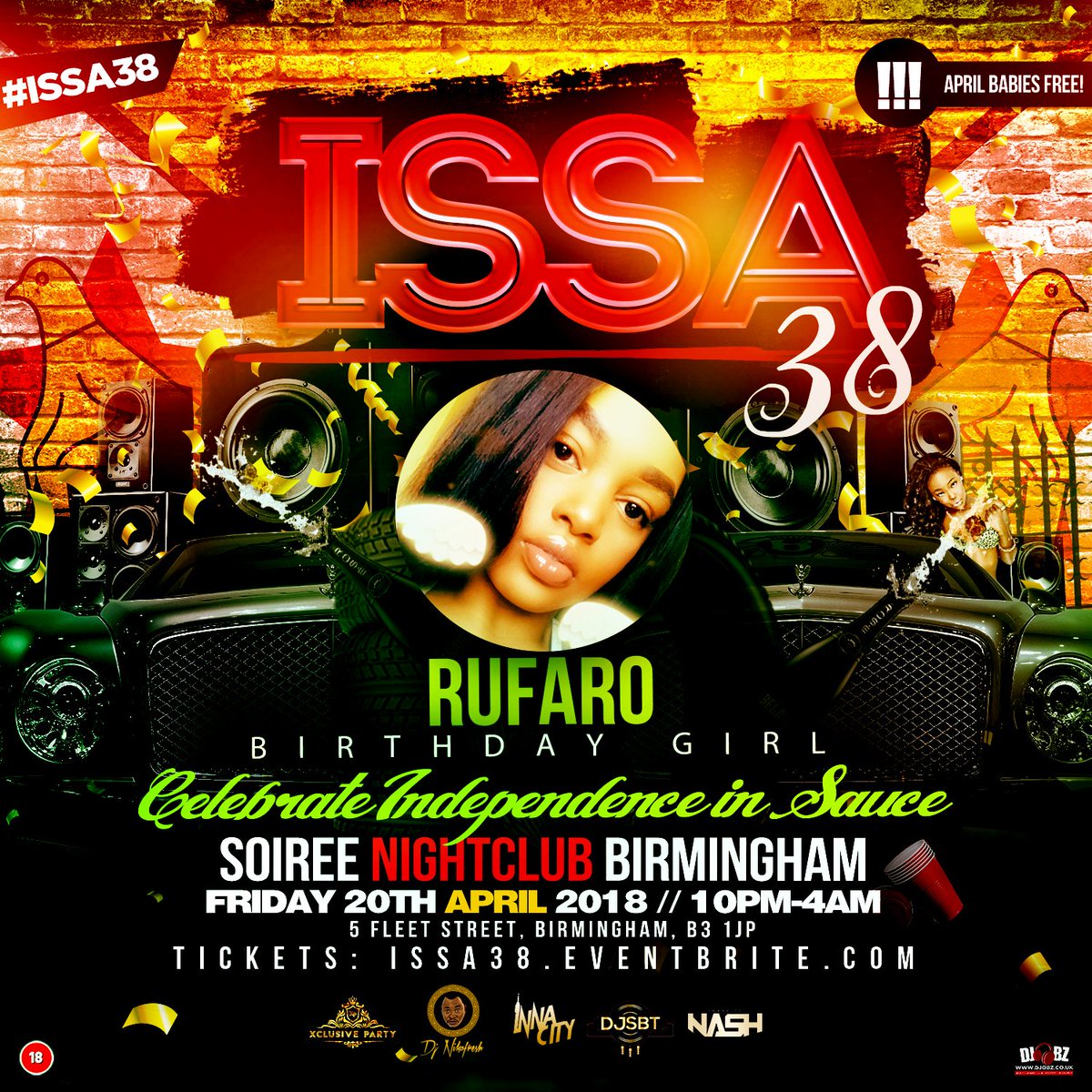 InnaCityNash's tweet photo. DM Me your pics if you're celebrating your birthday at #Issa38 For #Zim38. Free birthday flyers for all April babies on top of free entry all weekend!
https://t.co/yzz3Kj8IZH https://t.co/lffHNemUQK
