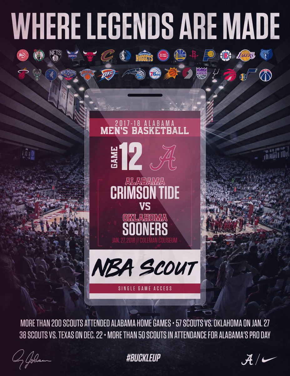 Crimsontide_FC's tweet photo. It's time for #WisdomWednesday❗️

Did you know that over 2⃣0⃣0⃣@NBA scouts attended #Alabama men's basketball home events this season⁉️ That includes a school record 57 scouts who were in attendance for the Oklahoma game on Jan. 27‼️😎🏀🐘

#RollTide
#BuckleUp https://t.co/4G6KrmFfML