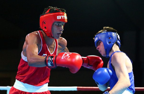 ddsportschannel's tweet photo. #GC2018Boxing
In 52kg boxing, #GauravSolanki beats #AkimosAnnangAmpiah of Ghana🇬🇭 with a unanimous decision. A 5-0 win for India once again and enter into quarterfinal https://t.co/PULIK5AXP9