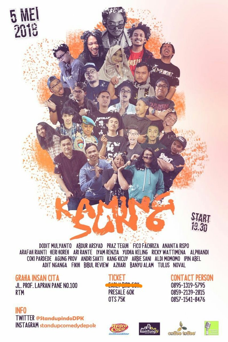 Yakin tanggal 5 Mei nanti gak mau nonton <a href="/Dodit_Mulyanto/">Dodit Mulyanto</a> <a href="/abdurarsyad/">Abdur Arsyad</a> <a href="/Praz_Teguh/">prazteguh</a> dan Allstars komika Depok diacara #KAMINGSUN6DPK ? Harga presale nya cuma 60k dan semakin hari semakin menipis Kouta tiket nya. Nonton donggggg, iya kannnnnnnnnn!!!!!
@StandUpIndo
<a href="/komtungTV/">Komedi UntungTV</a>