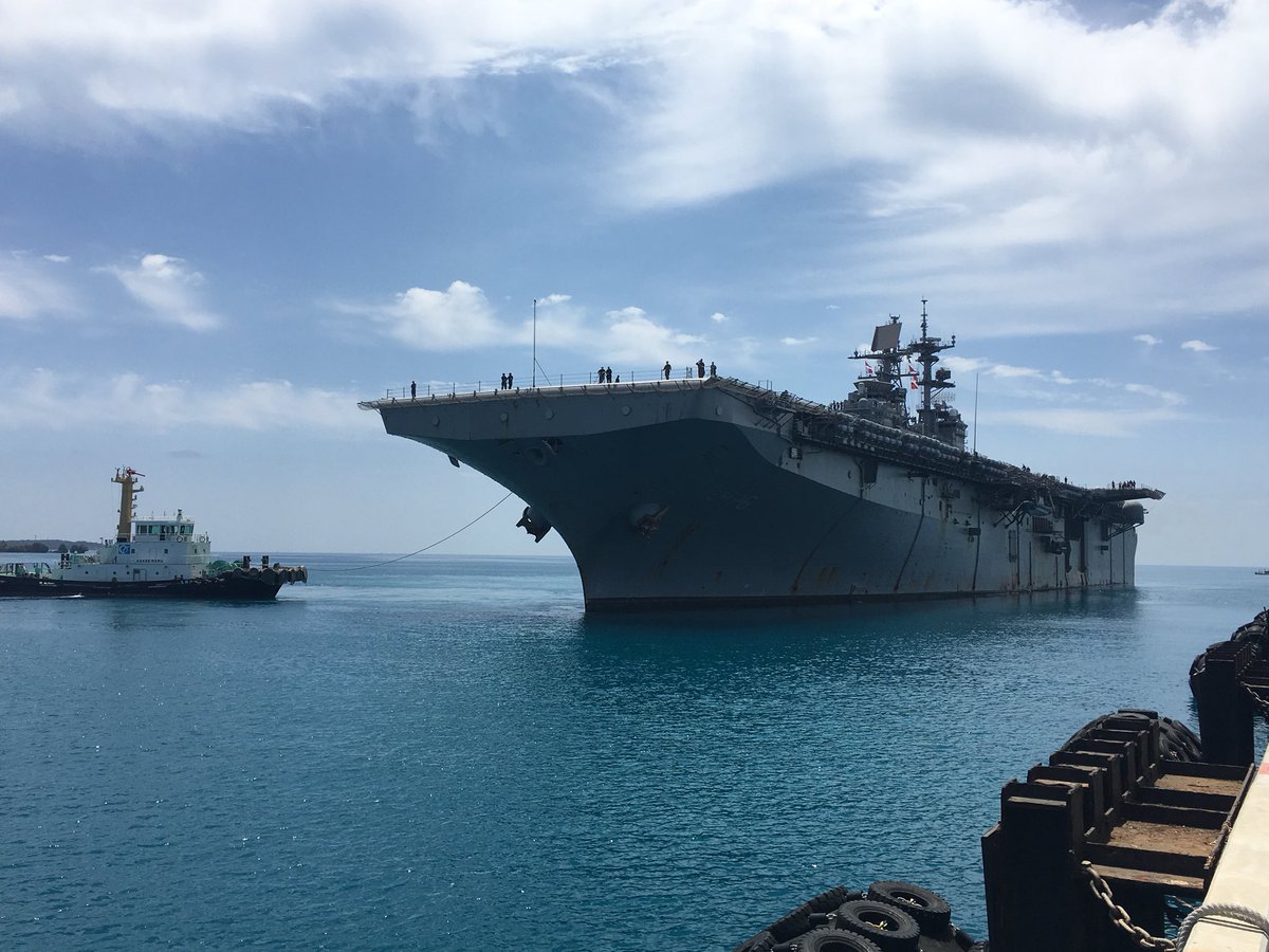 EXSTRKGRU7's tweet photo. .@LHD6BHR pulls into Okinawa for last time since being forward-deployed in 2012. Will support ship tours and open base event White Beach Fest 2018 as thanks to community. #WBF18 https://t.co/EpfuFkhp3J