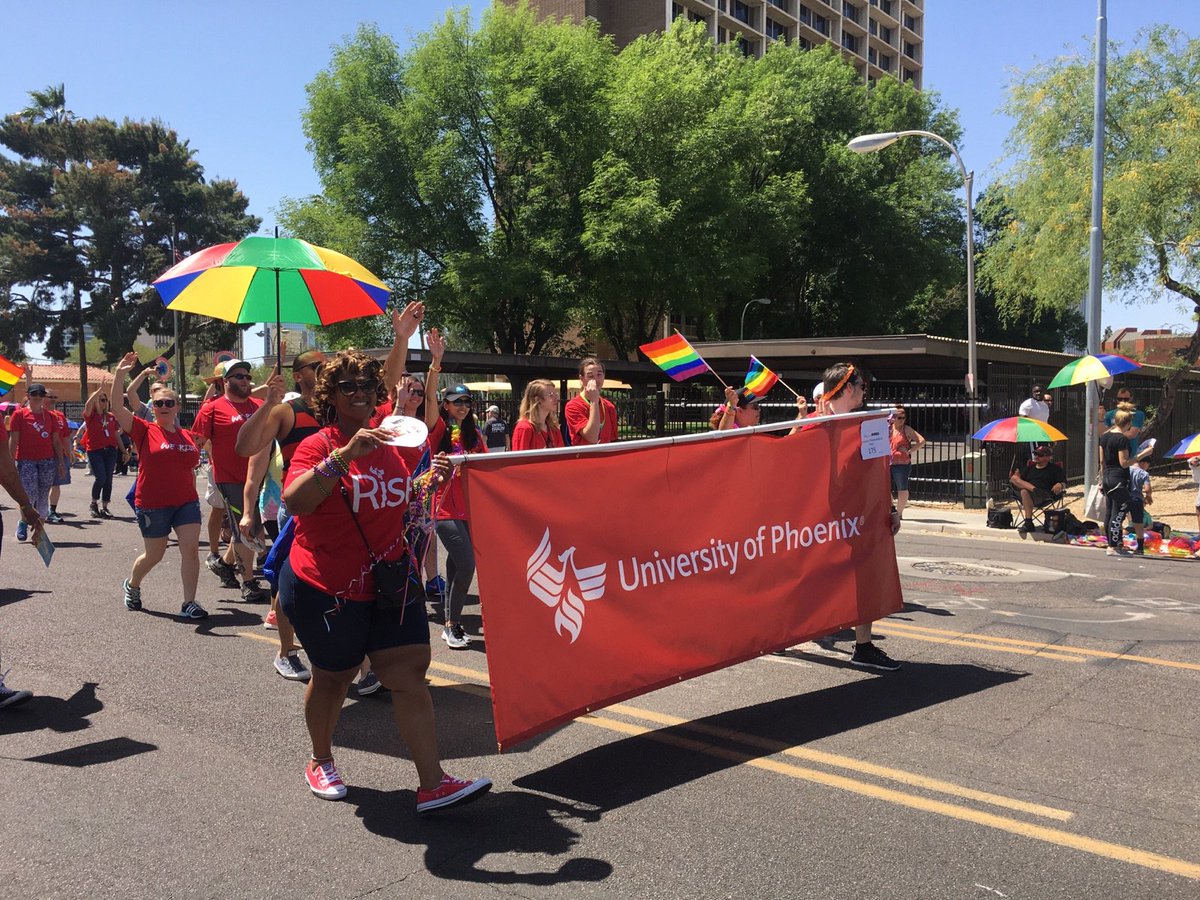 PeterCohenUOPX's tweet photo. Great to see our @UOPX Allies of Pride in today's Phoenix Pride Parade! #WeRise https://t.co/KfJ7z6nJDY