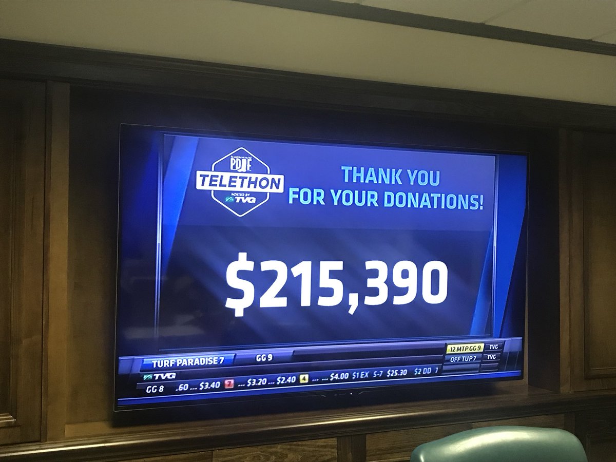 MindyColeman's tweet photo. Thank you to each and everyone of you who donated to the first #PDJFTelethon with @TVG @BetfairUSA @JockeysGuild. ☎️🏇🏾 The @PDJFund and jockeys are truly grateful for all of the support. https://t.co/zgL366dcv7