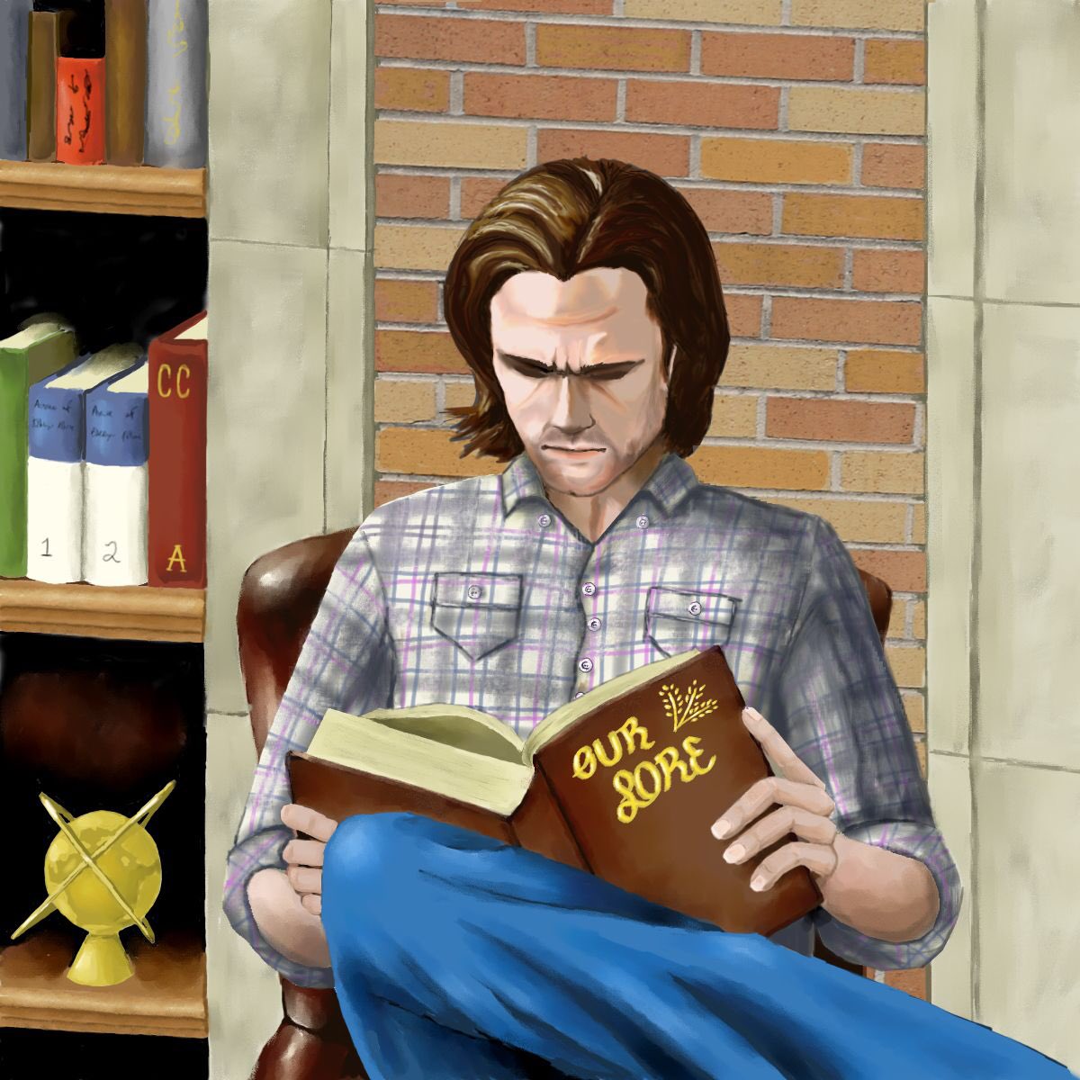 ChangingChanne1's tweet photo. LOVING my new artwork by @honeybadgerspn for the #OurLore page ... it’s Sammy! And he’s reading #OurLore! https://t.co/ERijbCUmIt