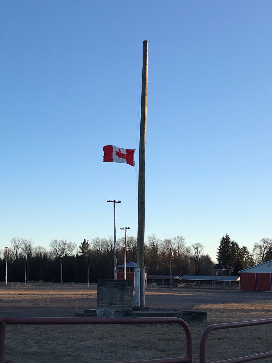 millbrookfair's tweet photo. Our flag will fly at half mast for 15 days showing our support for the Humboldt Broncos victims, family members, friends and first responders! #humboldtstrong 💚 https://t.co/Au9B0WtguB