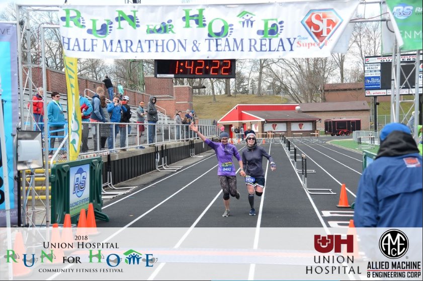 See_Cat_Run's tweet photo. Needless to say @AnkromBekah and I were excited about our half marathon PRs today! #FriendsWhoRunTogether https://t.co/YnVlXfaJmM