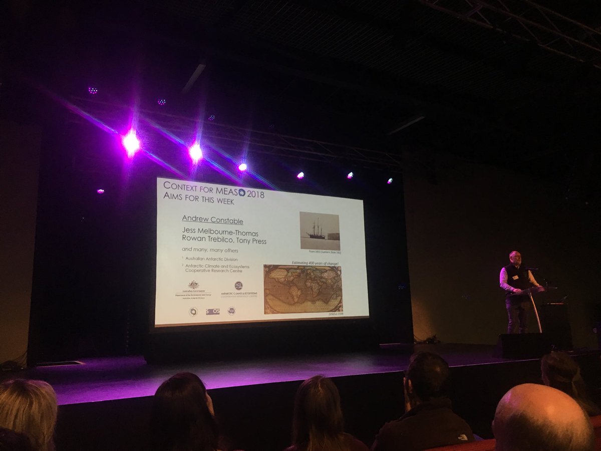 RTreb's tweet photo. Dr. Andrew Constable articulates the context and aims for #MEASO2018. Why MEASO? Why now? How? @AnthonyPress @DrJessMT @acecrcscience https://t.co/x4NfzpcdR9