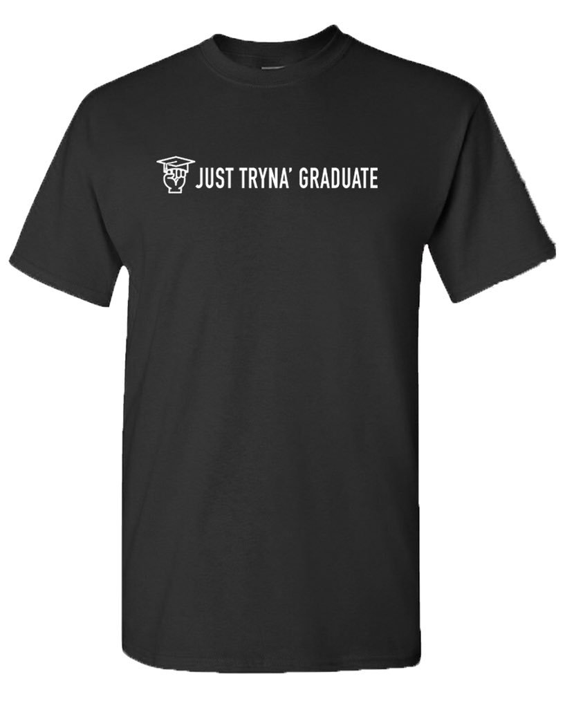 TrynaGrad's tweet image. Oh, yeah...

The JTG shop opens tomorrow morning. Grab a shirt for grad season!

#TrynaGrad #Blkgradlife ✊🏾🎓