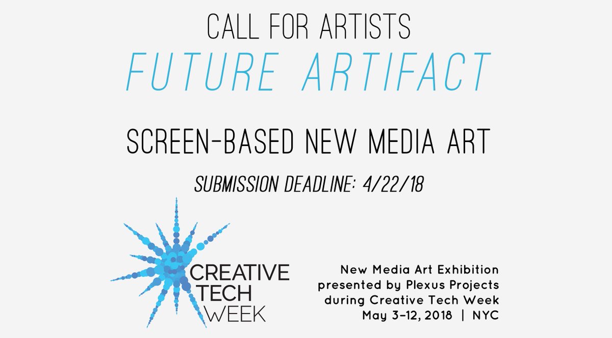 plexusprojects's tweet photo. Internat'l #opencall 4 #screenbased #NewMediaArt—#FutureArtifact #Exhibition presented during @creativetechwk—Submit by 4/22—https://t.co/adh7CGMdV4—seeking videos/animations that represent variety of technologies which contemporary moving image artists are using—surprise us! 👾 https://t.co/SB3OazRnKa