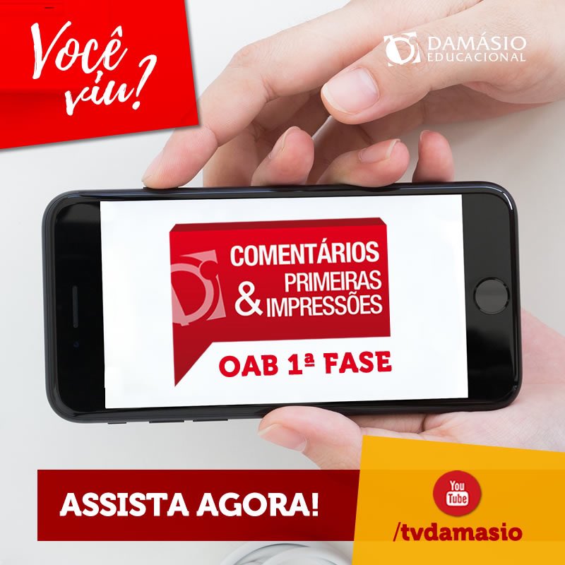 DamasioNit's tweet photo. Você viu os Comentários &amp; Primeiras Impressões #OAB 1a fase?
Ainda dá tempo! Acesse: https://t.co/fS3Yjck1aC
.
.
#damasio #damasiooab #comentarioseprimeirasimpressoes #oab #oabxxv #oabniteroi #niteroioab https://t.co/TmpHe9a3pK