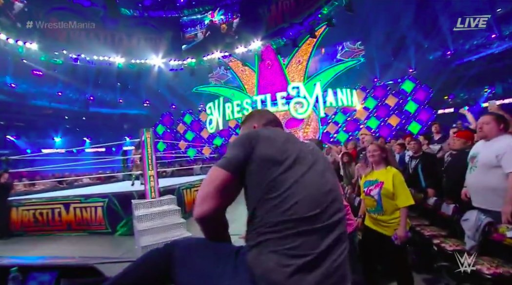 Trueanimehero's tweet photo. When he says he can host😂🏃🏽 #WrestleMania #Gaypplproblems https://t.co/5EacWBs0j0