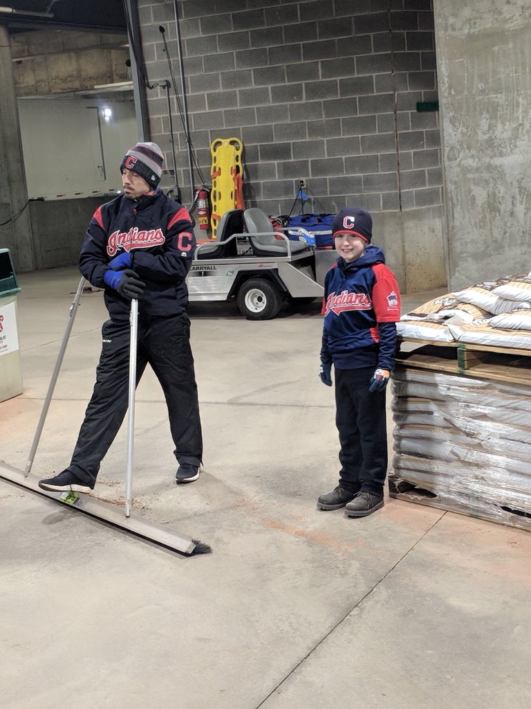 EmilyCC1491's tweet photo. C got to be the Honorary Ground Crew Member today at the @Indians game #Windians #HeWasSoExcited #SpecialDay #BiggestFan #LindorsBiggestFan https://t.co/Ephf8BxlI6