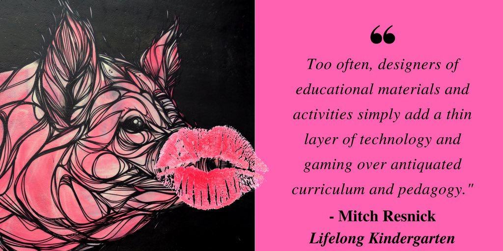 EricEwald_Iowa's tweet photo. It’s “like putting lipstick on a pig.” Enjoying @mres ‘s book #LifelongKindergarten. #kinderchat #LeadersAreReaders 📖 📚 💄 🐷 https://t.co/yjApA3bAeN