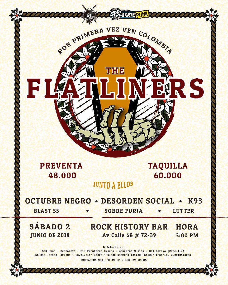blast55music's tweet image. Amigos por primera vez en nuestro país #theflatliners tendremos la oportunidad de compartir con ellos y grandes bandas amigas @OctubreNegroCol @LutterBand @SobreFuriaMusic @k93oficial @Desordensocial gracias a @sprshop por la invitación, los esperamos a todos, un abrazo
