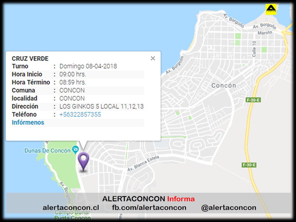alertaconcon's tweet photo. FARMACIA DE TURNO CONCON
#AlertaConconInforma #AlertaConcon https://t.co/0KF7NTrigf