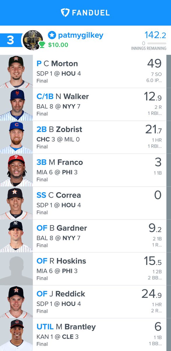 DFS_SAINT's tweet photo. Great day of baseball!!! #mlb #dfs #dfssaint #fanduel https://t.co/PAiEdUHO3D