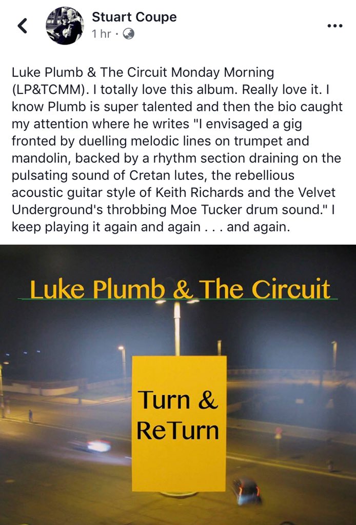 Huge thanks <a href="/StuartCoupe/">Stuart Coupe</a>! 

#LukePlumb #TheCircuit #TurnandReturn