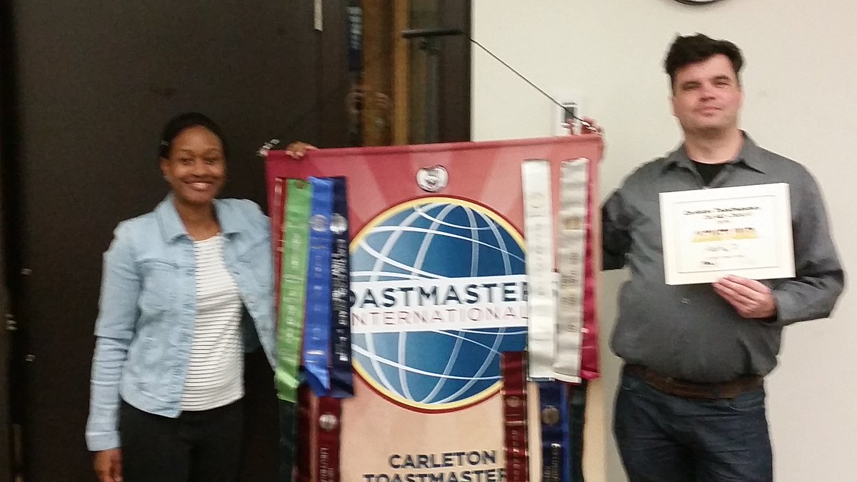 CUToastmastersC's tweet photo. Highlights of the April 4 meeting – Theme April Fools
To build impromptu skills Alana had Table Topics participants choose a scenario. With the funniest person in his life as the topic of the night, Andrew won the Castanets award. Well done, Andrew! https://t.co/HJIFVWbxPu