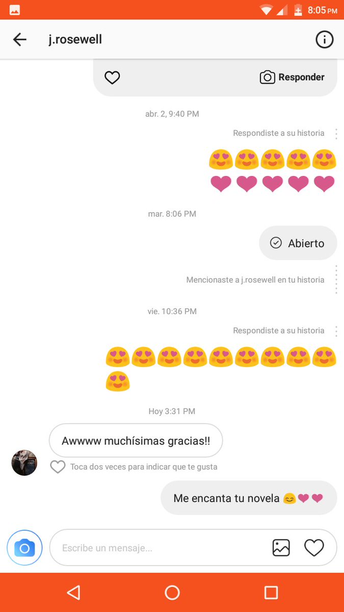Melissa1610Mr's tweet photo. Emoción máxima cuando @jrosewell1 contesta tus mensajes https://t.co/p3pmLpCbVt