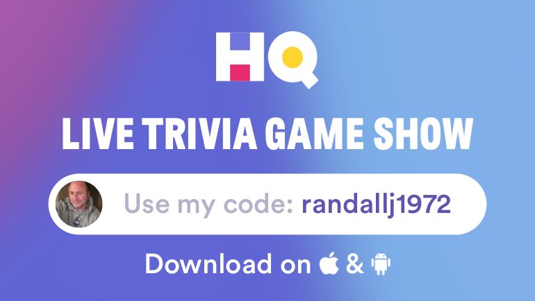 randallj1972's tweet photo. I’m playing a game called @hqtrivia! You should play too. Use my code ‘randallj1972’ to sign up https://t.co/KahOdB3XH3 https://t.co/OZOOVwvQKg