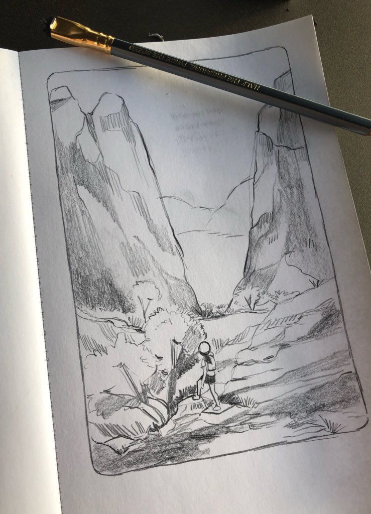 Sketches from my trip so far! I was especially struck by how large Cathedral Monument was up close, and kind of thought to myself, maybe this is what it's like to walk at the foot of a giant? A rock giant ? 