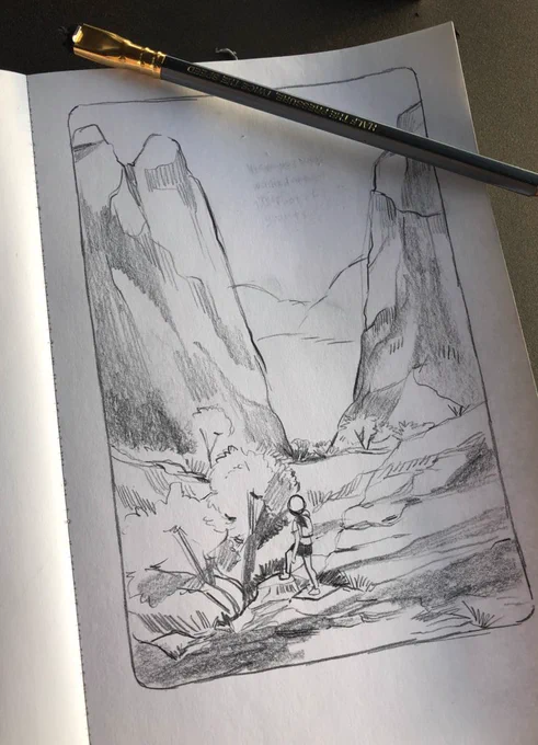 Sketches from my trip so far! I was especially struck by how large Cathedral Monument was up close, and kind of thought to myself, maybe this is what it's like to walk at the foot of a giant? A rock giant ? 