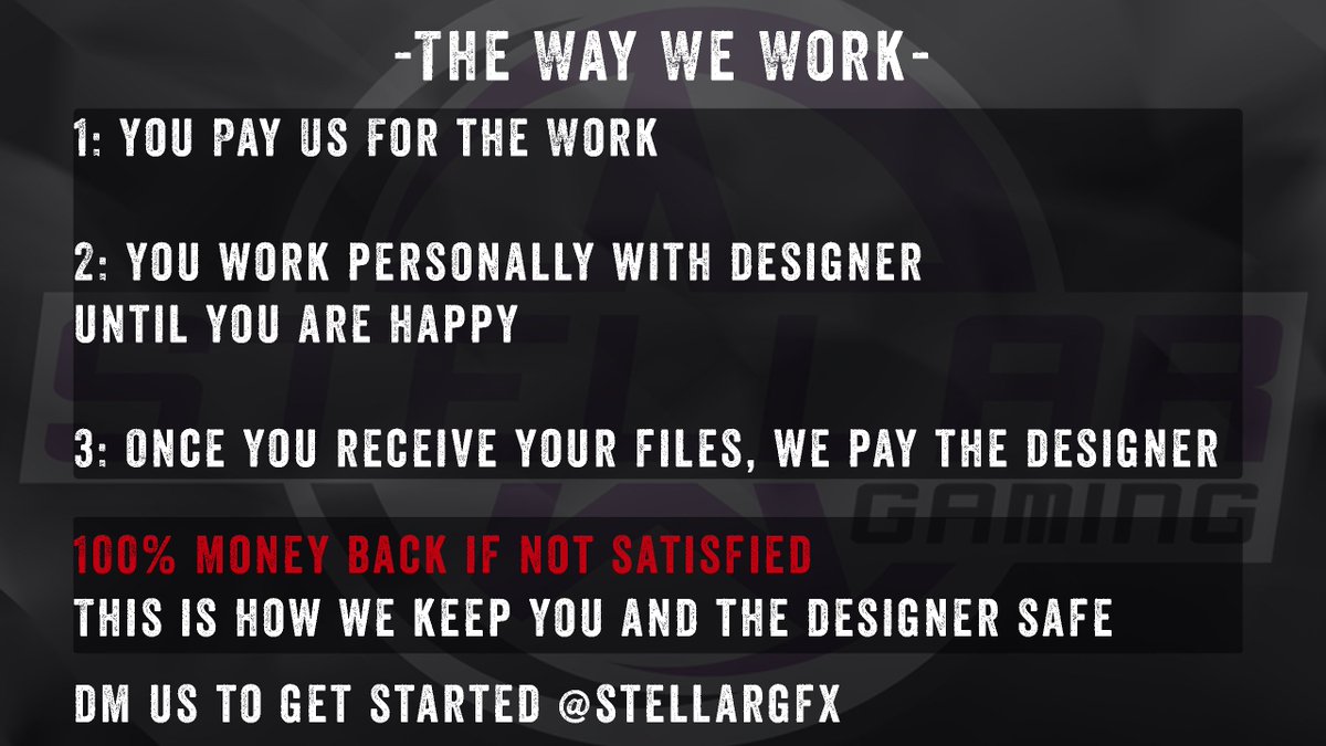 StellarGFX's tweet photo. When you make that hard earned #money, and want to spend it somewhere that is reliable and you don't worry about any risk of stealing, you come to 
@StellarGFX 
EVERY TIME!
@Demented_RTs @GFXCoach @ShoutGamers @SGH_RTs @Mighty_RTs @flowsquadRts @StellarGamers @GraphicsGuild https://t.co/7aIZy72CiW