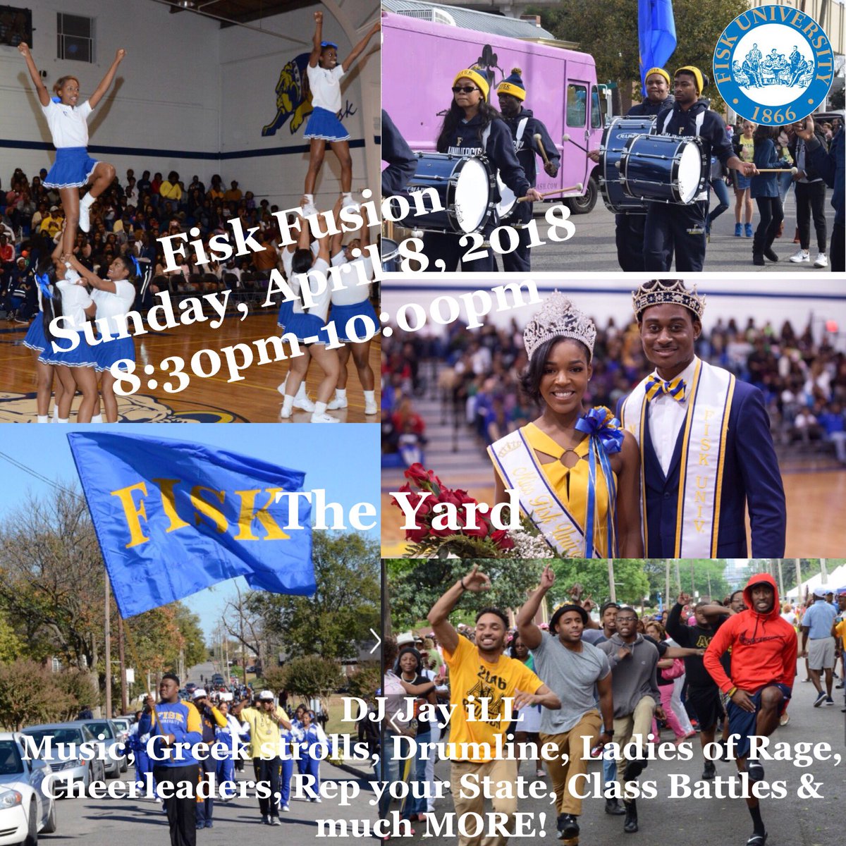 Fisk1866's tweet photo. Fisk Fusion going on NOW! Due to cold weather, we’ve moved to the gym! Which class will be the hypest?! #Fisk18 #Fisk19 #Fisk20 #Fisk21 #Fisk22 https://t.co/pQjrvA75ML