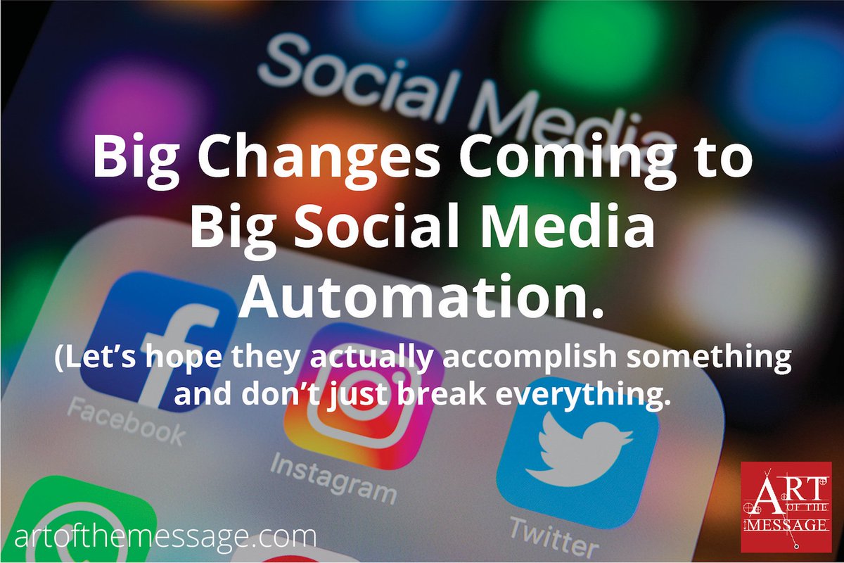 ArtoftheMessage's tweet photo. In a rush to look like they are doing something productive with regard to #data #privacy and #spam #bots, #Facebook, #Instagram, and #twitter are making #API changes.
Are they fixing things or just making more problems?
Read our take:
https://t.co/pSTwelsCBR https://t.co/Hpe0PDS6nL
